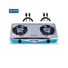 AILYONS Stainless Steel Two Burner Gas Stove with Auto Ignition – Durable Cooktop for Home, Kitchen, Efficient Cooking, Energy-Saving Gas Cooker with Sleek Design