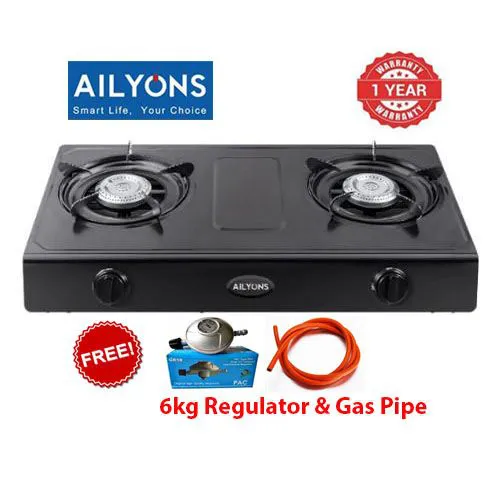 AILYONS Double Burner Gas Cooker Stainless Steel – Efficient, Durable Kitchen Solution with Bonus Gifts for Homes, Apartments & Cooking Enthusiasts