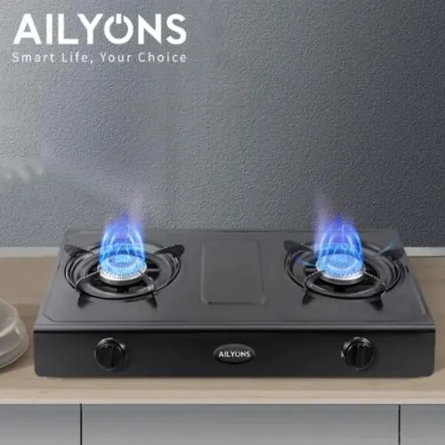 AILYONS Double Burner Gas Cooker Stainless Steel – Efficient, Durable Kitchen Solution with Bonus Gifts for Homes, Apartments & Cooking Enthusiasts