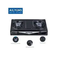 Ailyons Table Top Metallic Two-Burner Gas Cooker – Premium Stainless Steel Gas Stove for Efficient, Fast & Reliable Home Cooking