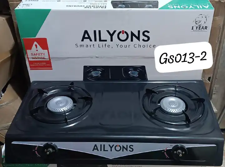 Ailyons Table Top Metallic Two-Burner Gas Cooker – Premium Stainless Steel Gas Stove for Efficient, Fast & Reliable Home Cooking