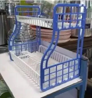 Kenpoly Double Decker Dish Rack – 2 Tier Kitchen Dish Drainer for Plates, Cups & Utensils, Space Saving Countertop Organizer with Durable Rust-Resistant Frame