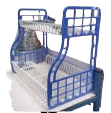 Kenpoly Double Decker Dish Rack – Two-Tier Heavy Duty Plastic Utensil & Dish Organizer for Kitchen, Household Storage, Compact & Durable Space-Saving Solution