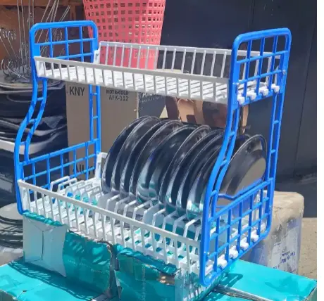 Kenpoly Double Decker Dish Rack – Smart Two-Tier Kitchen Organizer for Plates, Cups & Utensils, Durable Plastic Construction for Neat, Clean, and Clutter-Free Countertops