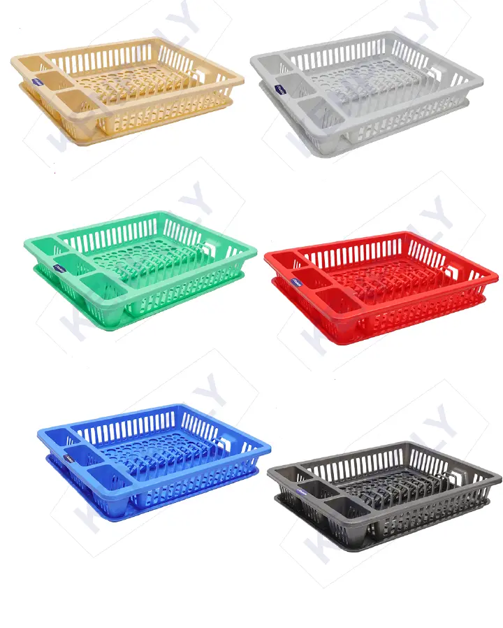 Kenpoly Dish Rack No 3 with Tray – Durable Plastic Kitchen Organizer for Plates, Cups & Utensils, Space-Saving, Easy to Clean and Perfect for Home Kitchens