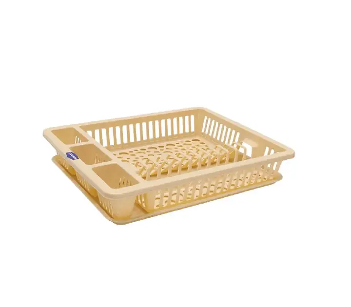 Kenpoly Dish Rack No 3 with Tray – Durable Plastic Kitchen Organizer for Plates, Cups & Utensils, Space-Saving, Easy to Clean and Perfect for Home Kitchens