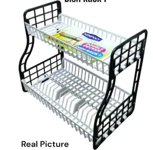 Kenpoly Double Decker Dish Rack – 2-Tier Stainless Steel Kitchen Organizer for Plates, Cups & Utensils, Durable, Space-Saving, Perfect for Home & Apartment Kitchens