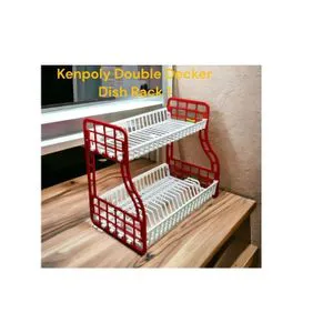 Kenpoly Double Decker Dish Rack – Space-Saving 2-Tier Plastic Kitchen Organizer for Plates, Cups & Utensils, Durable & Stylish Multi-Color Design for Every Home