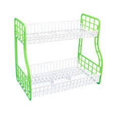 Kenpoly Double Decker Dish Rack – Two-Tier Heavy-Duty Plastic Utensil Organizer for Kitchen, Plates, Bowls & Cups, Efficient Space-Saving Storage Solution for Households