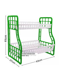 Kenpoly Double Decker Dish Rack – Two-Tier Heavy-Duty Plastic Utensil Organizer for Kitchen, Plates, Bowls & Cups, Efficient Space-Saving Storage Solution for Households
