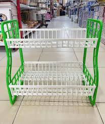 Kenpoly Double Decker Dish Rack – Two-Tier Heavy-Duty Plastic Utensil Organizer for Kitchen, Plates, Bowls & Cups, Efficient Space-Saving Storage Solution for Households