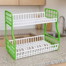 Kenpoly Double Decker Dish Rack – Two-Tier Heavy-Duty Plastic Utensil Organizer for Kitchen, Plates, Bowls & Cups, Efficient Space-Saving Storage Solution for Households