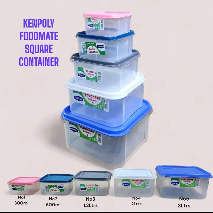 3 Pc Kenpoly Foodmate Square Kitchen Storage Containers – 600ml Each, Stylish, Durable, High-Quality & Elegant Set for Organized Pantry, Fridge & Everyday Food Storage