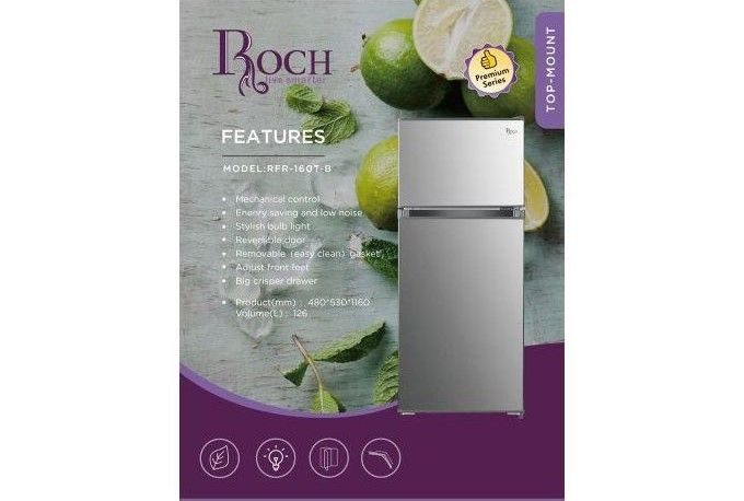 Roch RFR-160DT-B Double Door Fridge, 126L - Silver (1YR WRTY)