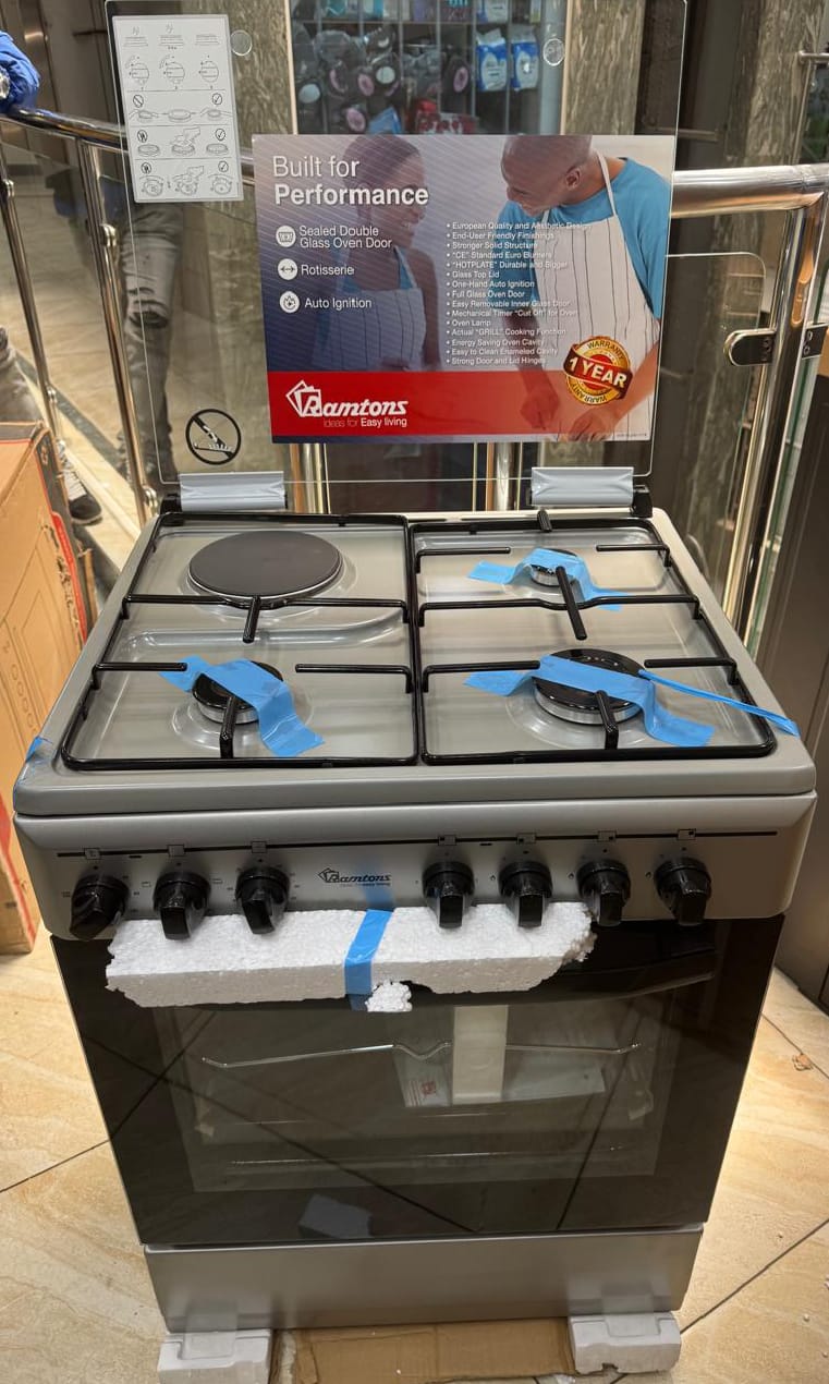 RAMTONS 60x55, 3 Gas Jet Burners + 1 Rapid Plate Cooker with Electric Oven