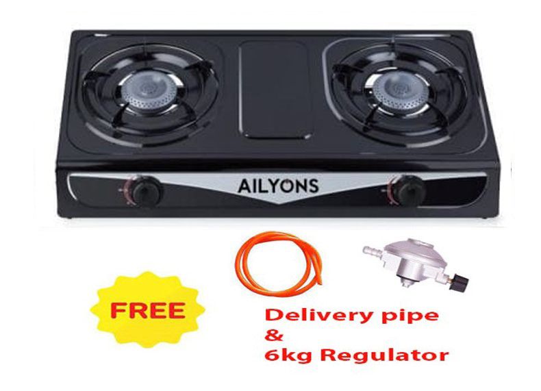 AILYONS GS013 Gas Cooker Double Burner Stainless Steel Table Top