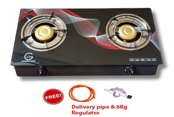 Eurochef  Double Burner Glass Top Gas Cooker