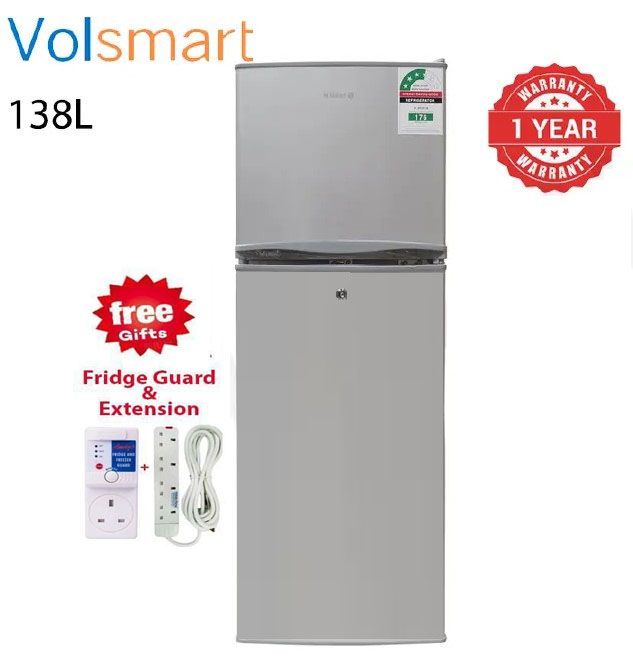 Volsmart 138L Double Door Fridge - Silver
