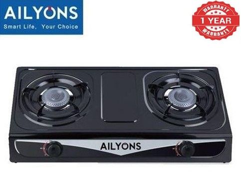 AILYONS Gas Cooker Double Burner Stainless Steel Table Top