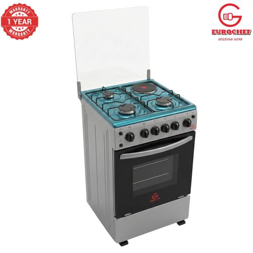 Eurochef Cooker - 50 x 55, 3 Gas Jet Burners + 1 Rapid Hot Plate, Electric Oven