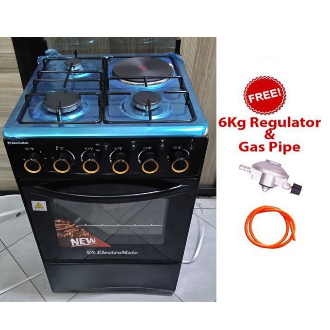 ELECTROMATE 50*55, 3G +1E, Free Standing Cooker with Electric Oven