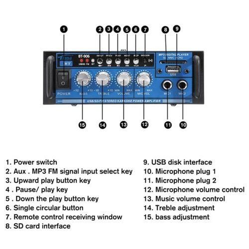 1PC 2 Way 800W HIFI bluetooth Stereo Audio Radio Amplifier 400W Coaxial Speaker Horn Home Car