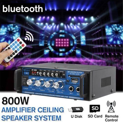 1PC 2 Way 800W HIFI bluetooth Stereo Audio Radio Amplifier 400W Coaxial Speaker Horn Home Car