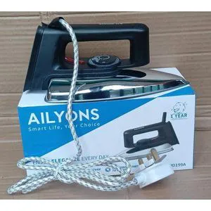 Ailyons 199A Dry Iron + FREE 2-Way Extension Cable – Powerful, Non-Stick Iron for Smooth, Crisp Clothes & Convenient Plug Access in One Practical Home Essential Set