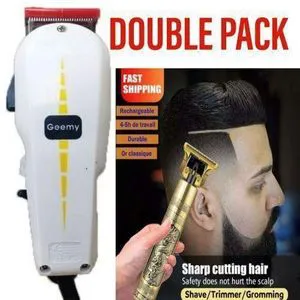 Geemy COMMERCIAL Kinyozi Shaving Machine + FREE T9 Dragon Rechargeable Gold Metal Clipper & 4-Way Power Extension – Heavy-Duty Grooming Combo for Professional Barbers