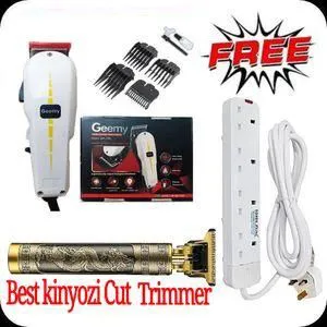 Geemy COMMERCIAL Kinyozi Shaving Machine + FREE T9 Dragon Rechargeable Gold Metal Clipper & 4-Way Power Extension – Heavy-Duty Grooming Combo for Professional Barbers