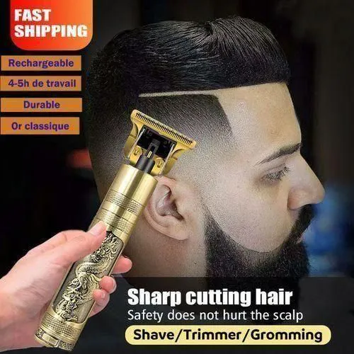 Geemy Shaving Machine + T9 Dragon Rechargeable Metal Hair Clipper – Premium Kinyozi Combo for Precision Grooming in Stylish Gold Finish
