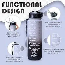 3-in-1 Motivational Water Bottle – Leakproof BPA-Free Water Tracker with Time Marker, Detachable Straw & Fruit Infuser – Available in 1L, 900ML & 300ML for Gym, Office & Travel