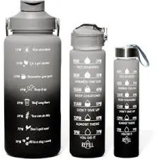 3-in-1 Motivational Water Bottle – Leakproof BPA-Free Water Tracker with Time Marker, Detachable Straw & Fruit Infuser – Available in 1L, 900ML & 300ML for Gym, Office & Travel