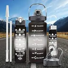 3-in-1 Motivational Water Bottle – Leakproof BPA-Free Water Tracker with Time Marker, Detachable Straw & Fruit Infuser – Available in 1L, 900ML & 300ML for Gym, Office & Travel