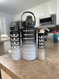 3-in-1 Motivational Water Bottle – Leakproof BPA-Free Water Tracker with Time Marker, Detachable Straw & Fruit Infuser – Available in 1L, 900ML & 300ML for Gym, Office & Travel