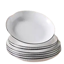 Set of 6 Ceramic Dinner Plates with Elegant Black Rim – 10.5" Round Porcelain Plates for Stylish Dining | Microwave & Dishwasher Safe | Ideal for Home, Hotel, and Restaurant Use