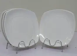 11" Premium Ceramic Set of 6 Heavy Square Dinner Plates – Elegant White Porcelain Plates – Durable, Stylish Tableware for Home, Hotel & Restaurant – Microwave & Dishwasher Safe