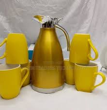 6 PCS Mug Set + FREE 2.0L Unbreakable Thermo Flask – Premium Ceramic Mugs & Durable Flask for Stylish Everyday Use at Home or Office | Perfect Gift Combo
