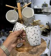 6-Piece Premium Ceramic Mugs Set – Stylish, Durable & Comfortable Drinkware for Tea, Coffee & Gifting | Microwave & Dishwasher Safe