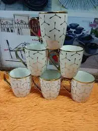 6-Piece Premium Ceramic Mugs Set – Stylish, Durable & Comfortable Drinkware for Tea, Coffee & Gifting | Microwave & Dishwasher Safe