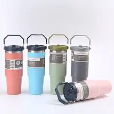 900ml Stainless Steel Vacuum Thermal Mug with Handle, Lid & Straw – Leakproof, Reusable Travel Tumbler for Iced Coffee, Tea & More | Double Wall Insulated Cup for Hot & Cold Drinks