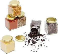 5pcs 250ml Square Mason Glass Jars with Airtight Lids – Stylish Vintage Storage for Spices, Snacks, Smoothies & More | Durable, Elegant, Kitchen-Ready Containers
