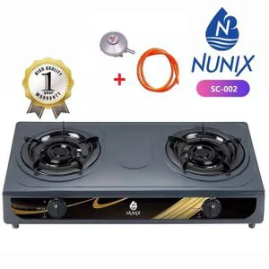 Nunix Double Burner Gas Cooker with FREE Gas Pipe & Regulator – Efficient, Portable & Modern Gas Stove for Fast Cooking in Every Kenyan Kitchen