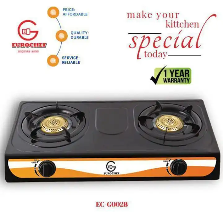 Eurochef Double Burner Gas Cooker – Efficient Dual Burner Stove with Sleek Design, Durable Build & Easy Cleaning for Home and Commercial Kitchens