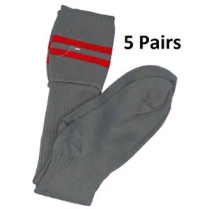 12 Pairs Grey School Socks with Bold Red Stripe – Stylish, Durable & Comfortable Cotton Unisex Socks for School Uniforms in Kenya