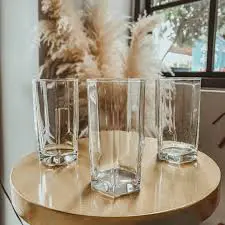 Premium 6 pcs Classic Hexagonal Long Glass Tumblers Set – Elegant, Durable, and Stylish Glassware for Home, Bar, Office & Special Events – Enhance Your Drinking Experience!