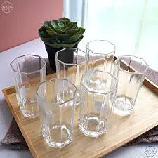 Premium 6 pcs Classic Hexagonal Long Glass Tumblers Set – Elegant, Durable, and Stylish Glassware for Home, Bar, Office & Special Events – Enhance Your Drinking Experience!
