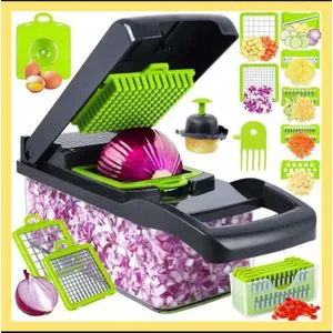 Multifunctional 16 PCS Vegetable Chopper, Slicer, Dicer & Cutter – Premium BPA-Free Food Prep Tool with 8 Blades for Home & Restaurant Kitchens in Kenya