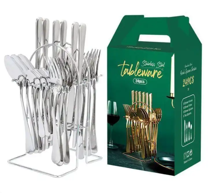 24-Piece Stainless Steel Cutlery Set – Elegant, Rust-Resistant Flatware for Stylish & Durable Everyday Dining and Special Occasions