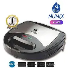 Nunix 4-in-1 Sandwich Maker – Multifunctional Non-Stick Electric Press for Grilling, Toasting, Waffles & More | Compact, Efficient & Perfect for Everyday Cooking
